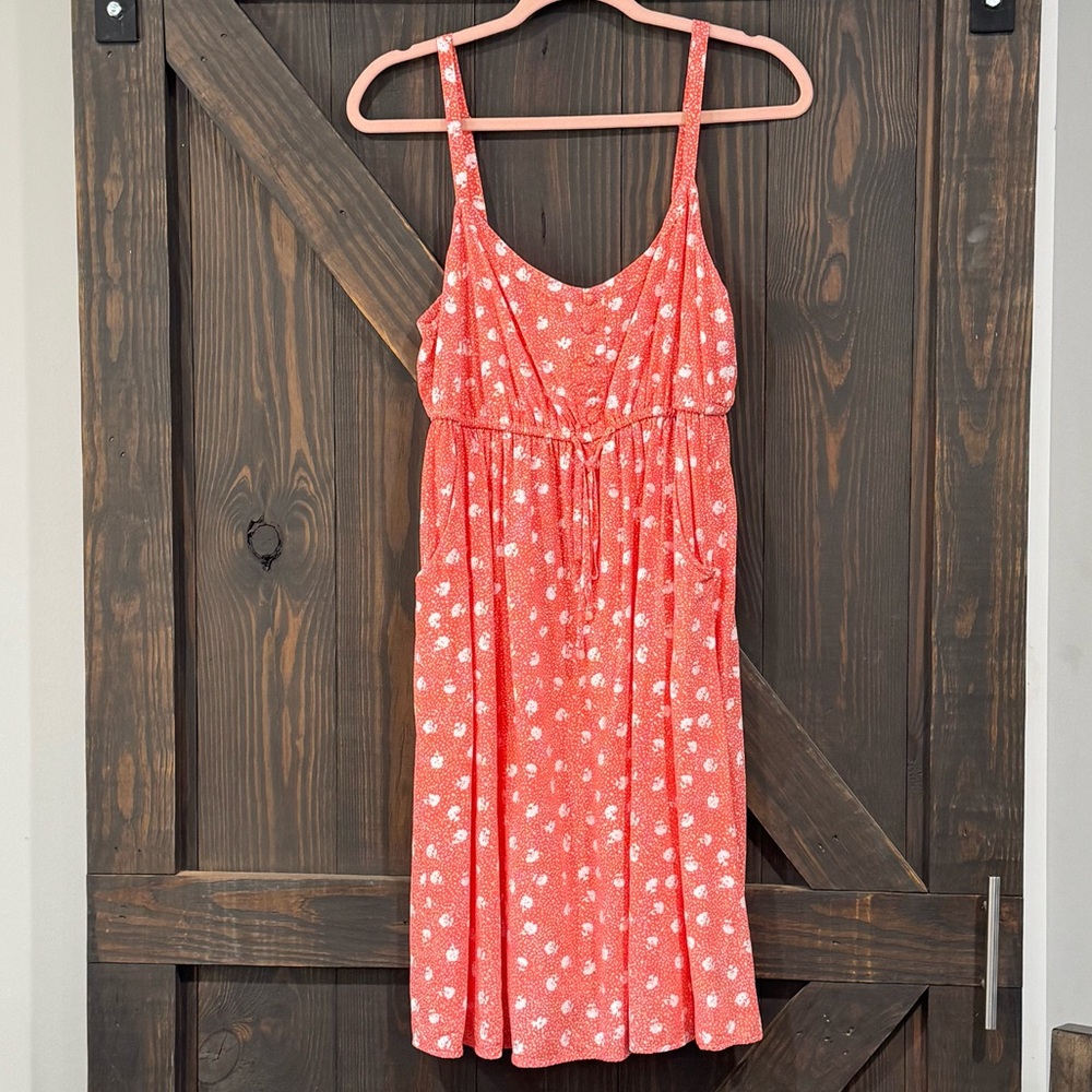 Torrid Women’s Floral Coral‎ Skater Dress with Drawstring Elastic Waist Size 1X - Picture 2 of 7